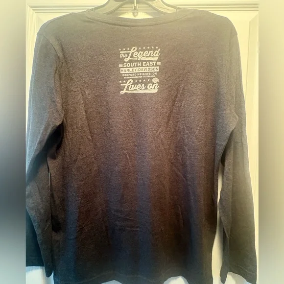 Harley-Davidson Women's Roses & Bling Long Sleeve Shirt, Vintage Black /Gray - Picture 3 of 5